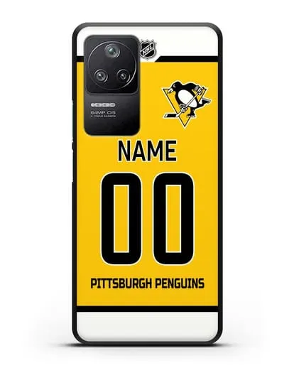 Чехол ХК Питтсбург Пингвинз с фамилией и номером желтая форма силиконовый для Xiaomi Poco F4