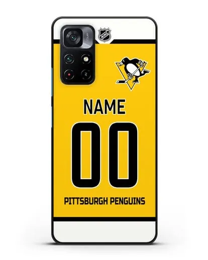 Чехол ХК Питтсбург Пингвинз с фамилией и номером желтая форма силиконовый для Xiaomi Poco M4 Pro 5G