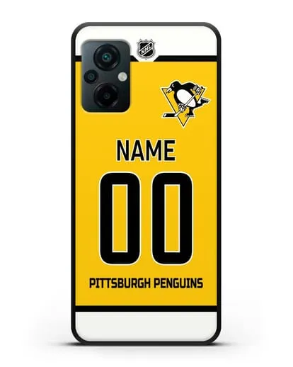 Чехол ХК Питтсбург Пингвинз с фамилией и номером желтая форма силиконовый для Xiaomi Poco M5