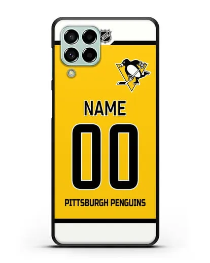 Чехол ХК Питтсбург Пингвинз с фамилией и номером желтая форма силиконовый для Samsung Galaxy M53 [SM-M536]