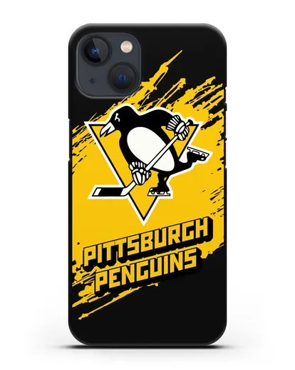 Чехол с надписью ХК Питтсбург Пингвинз силиконовый для iPhone 13