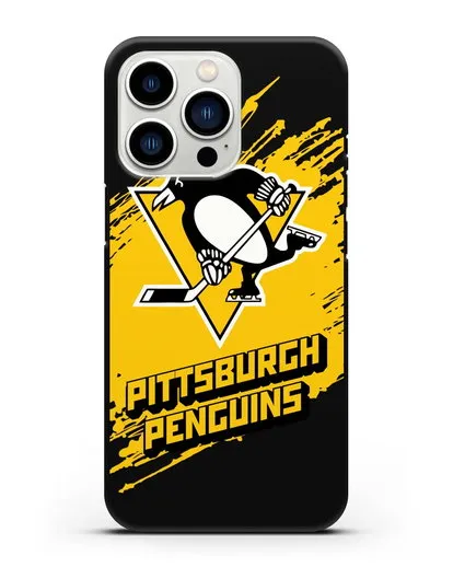 Чехол с надписью ХК Питтсбург Пингвинз силиконовый для iPhone 13 Pro