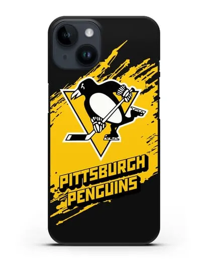 Чехол с надписью ХК Питтсбург Пингвинз силиконовый для iPhone 14