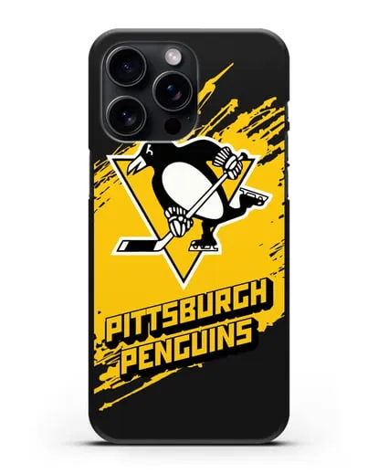Чехол с надписью ХК Питтсбург Пингвинз силиконовый для iPhone 15 Pro Max
