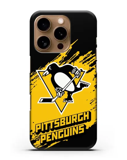 Чехол с надписью ХК Питтсбург Пингвинз силиконовый для iPhone 16 Pro