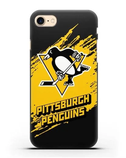 Чехол с надписью ХК Питтсбург Пингвинз силиконовый для iPhone 8