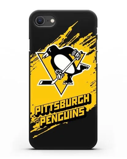 Чехол с надписью ХК Питтсбург Пингвинз силиконовый для iPhone SE 2020