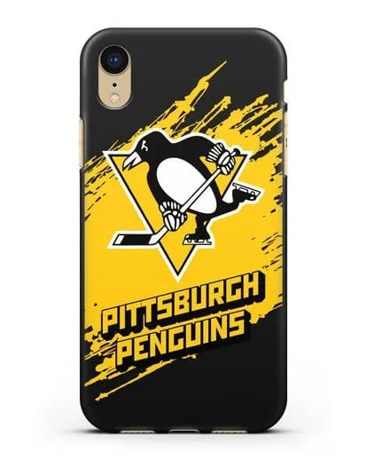 Чехол с надписью ХК Питтсбург Пингвинз силиконовый для iPhone XR