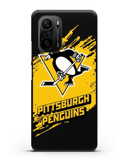 Чехол с надписью ХК Питтсбург Пингвинз силиконовый для Xiaomi Poco F3 Pro