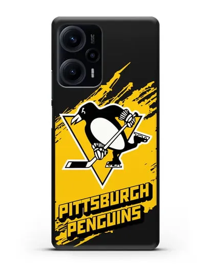 Чехол с надписью ХК Питтсбург Пингвинз силиконовый для Xiaomi Poco F5