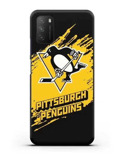 Чехол с надписью ХК Питтсбург Пингвинз силиконовый для Xiaomi Poco M3