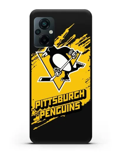 Чехол с надписью ХК Питтсбург Пингвинз силиконовый для Xiaomi Poco M5