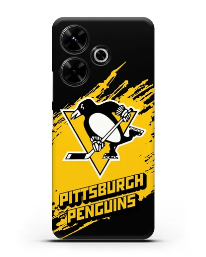 Чехол с надписью ХК Питтсбург Пингвинз силиконовый для Xiaomi Poco M6