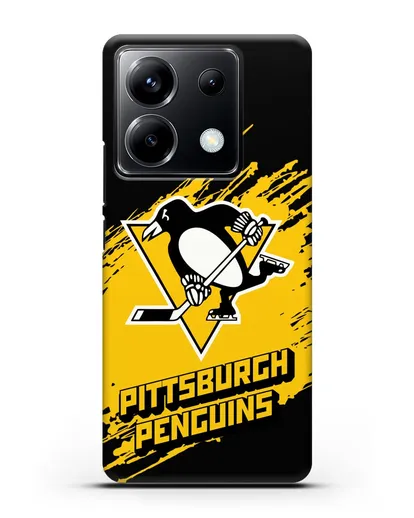 Чехол с надписью ХК Питтсбург Пингвинз силиконовый для Xiaomi Poco X6