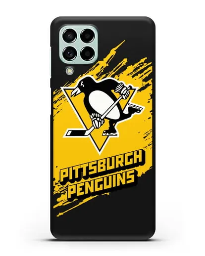 Чехол с надписью ХК Питтсбург Пингвинз силиконовый для Samsung Galaxy M53 [SM-M536]