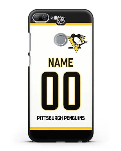 Чехол ХК Питтсбург Пингвинз с фамилией и номером белая форма силиконовый для Honor 9 Lite