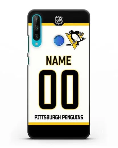 Чехол ХК Питтсбург Пингвинз с фамилией и номером белая форма силиконовый для Honor 9C