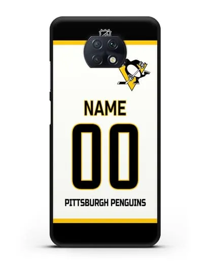 Чехол ХК Питтсбург Пингвинз с фамилией и номером белая форма силиконовый для Xiaomi Redmi Note 9T