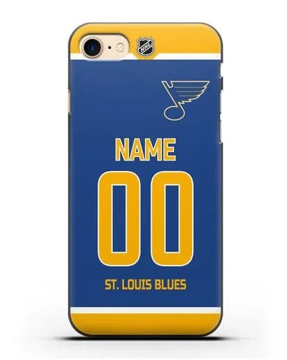 Чехол ХК Сент-Луис Блюз с фамилией и номером синяя форма силиконовый для iPhone 8