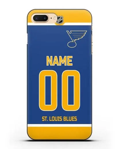 Чехол ХК Сент-Луис Блюз с фамилией и номером синяя форма силиконовый для iPhone 7 Plus