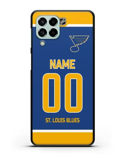 Чехол ХК Сент-Луис Блюз с фамилией и номером синяя форма силиконовый для Samsung Galaxy M53 [SM-M536]