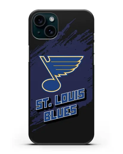 Чехол с надписью ХК Сент-Луис Блюз силиконовый для iPhone 15 Plus