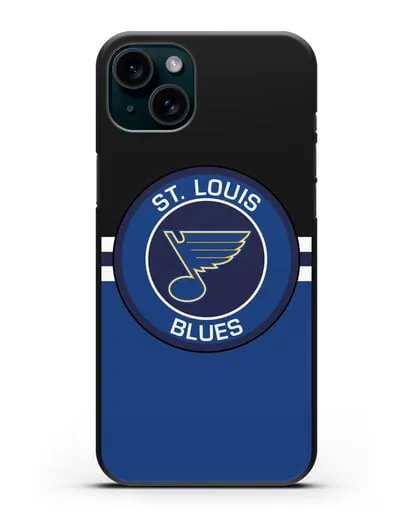 Чехол с символикой St. Louis Blues силиконовый для iPhone 15 Plus