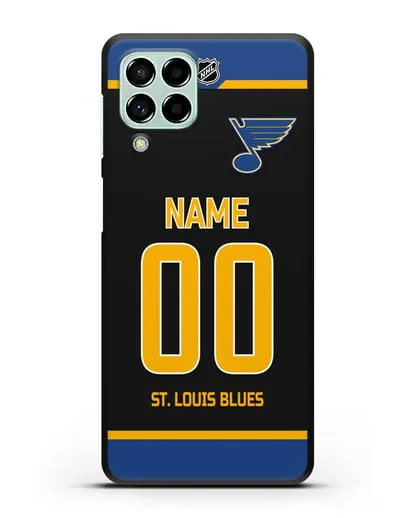 Чехол ХК Сент-Луис Блюз с фамилией и номером черная форма силиконовый для Samsung Galaxy M53 [SM-M536]