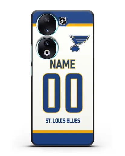 Чехол ХК Сент-Луис Блюз с фамилией и номером белая форма силиконовый для Honor 90