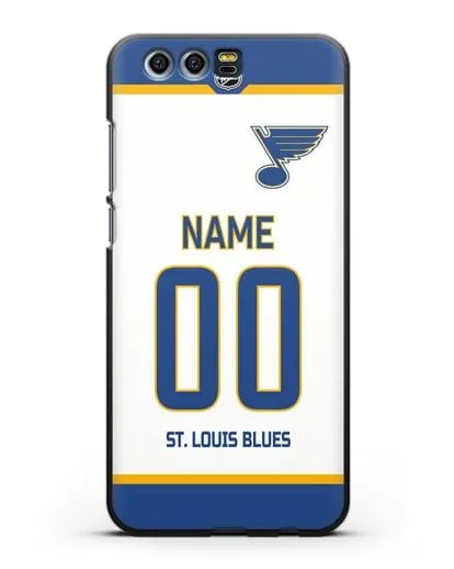 Чехол ХК Сент-Луис Блюз с фамилией и номером белая форма силиконовый для Honor 9