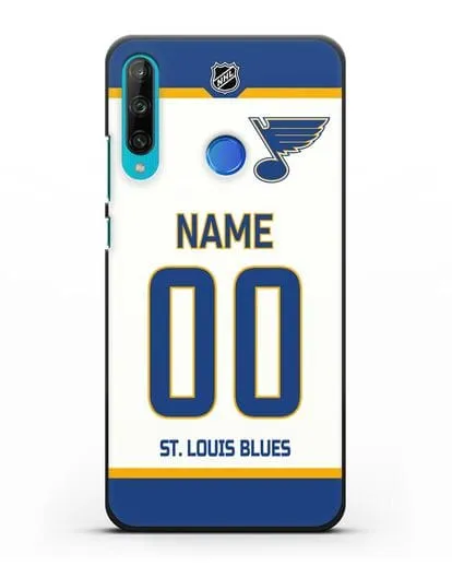 Чехол ХК Сент-Луис Блюз с фамилией и номером белая форма силиконовый для Honor 9C