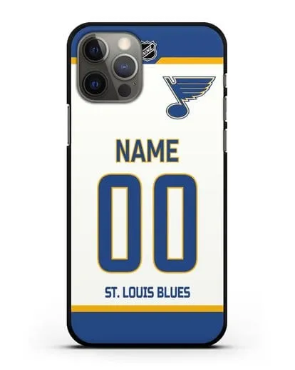 Чехол ХК Сент-Луис Блюз с фамилией и номером белая форма силиконовый для iPhone 12 Pro