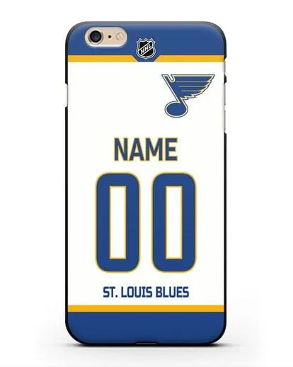 Чехол ХК Сент-Луис Блюз с фамилией и номером белая форма силиконовый для iPhone 6s Plus