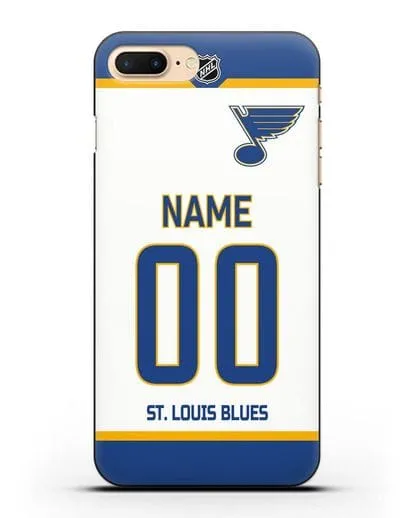 Чехол ХК Сент-Луис Блюз с фамилией и номером белая форма силиконовый для iPhone 7 Plus