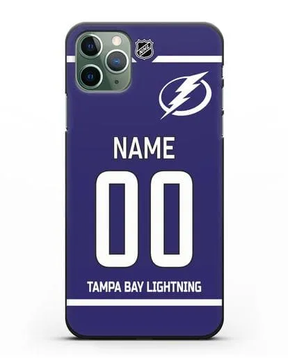 Чехол ХК Тампа-Бэй Лайтнинг с фамилией и номером синяя форма силиконовый для iPhone 11 Pro