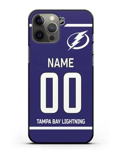Чехол ХК Тампа-Бэй Лайтнинг с фамилией и номером синяя форма силиконовый для iPhone 12 Pro Max