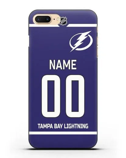Чехол ХК Тампа-Бэй Лайтнинг с фамилией и номером синяя форма силиконовый для iPhone 8 Plus