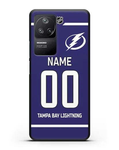 Чехол ХК Тампа-Бэй Лайтнинг с фамилией и номером синяя форма силиконовый для Xiaomi Poco F4