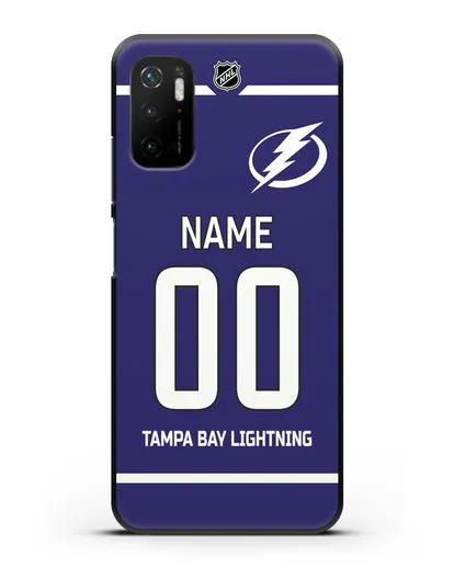 Чехол ХК Тампа-Бэй Лайтнинг с фамилией и номером синяя форма силиконовый для Xiaomi Poco M3 Pro