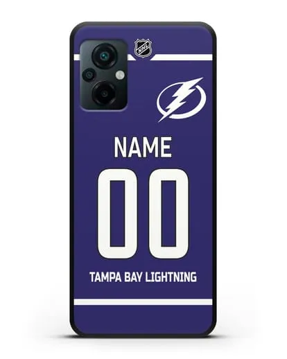 Чехол ХК Тампа-Бэй Лайтнинг с фамилией и номером синяя форма силиконовый для Xiaomi Poco M5