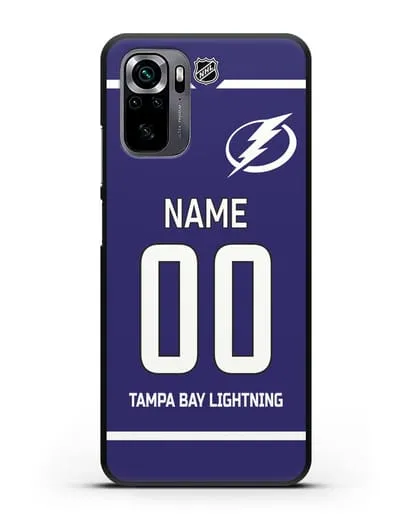 Чехол ХК Тампа-Бэй Лайтнинг с фамилией и номером синяя форма силиконовый для Xiaomi Poco M5s