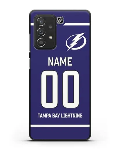 Чехол ХК Тампа-Бэй Лайтнинг с фамилией и номером синяя форма силиконовый для Samsung Galaxy A53