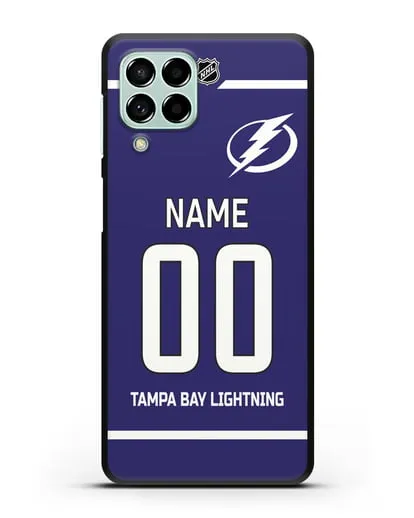 Чехол ХК Тампа-Бэй Лайтнинг с фамилией и номером синяя форма силиконовый для Samsung Galaxy M53 [SM-M536]
