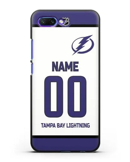 Чехол ХК Тампа-Бэй Лайтнинг с фамилией и номером белая форма силиконовый для Honor 10
