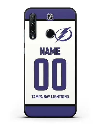 Чехол ХК Тампа-Бэй Лайтнинг с фамилией и номером белая форма силиконовый для Honor 20e