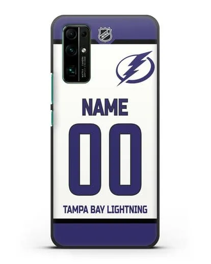 Чехол ХК Тампа-Бэй Лайтнинг с фамилией и номером белая форма силиконовый для Honor 30