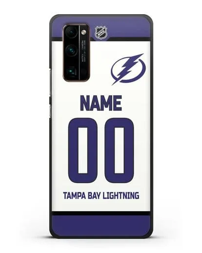 Чехол ХК Тампа-Бэй Лайтнинг с фамилией и номером белая форма силиконовый для Honor 30 Pro Plus
