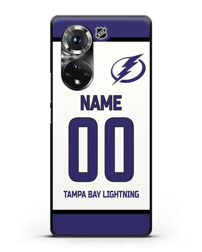 Чехол ХК Тампа-Бэй Лайтнинг с фамилией и номером белая форма силиконовый для Honor 50