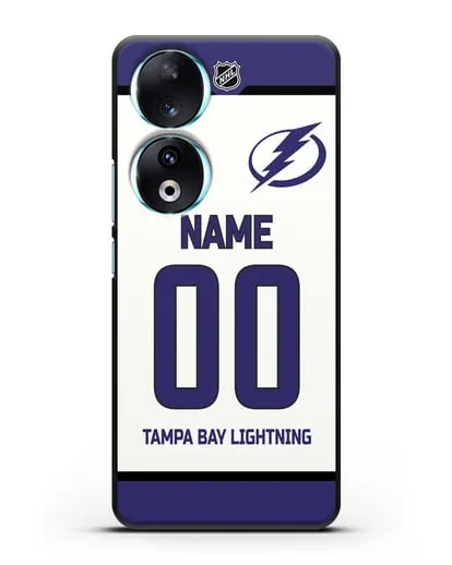 Чехол ХК Тампа-Бэй Лайтнинг с фамилией и номером белая форма силиконовый для Honor 90