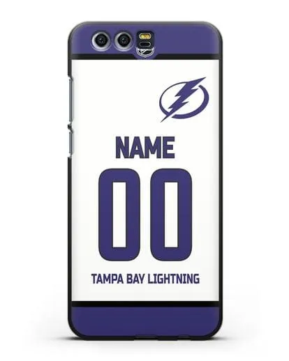 Чехол ХК Тампа-Бэй Лайтнинг с фамилией и номером белая форма силиконовый для Honor 9